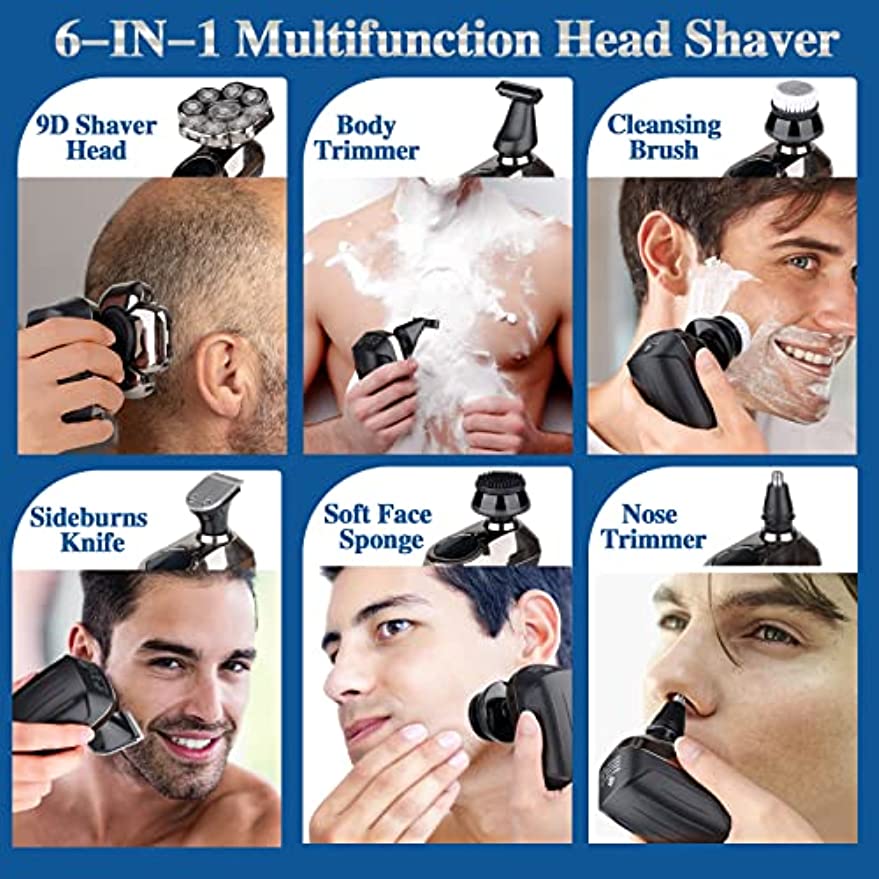 9D Electric Head Shaver for Bald Men