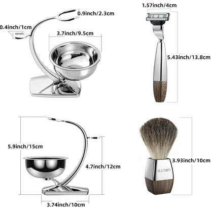 GRUTTI Luxury Safety Razor Shaving Kit for Men, with Shaving Bowl, Brush, Shave Razor Stand and Manual Safety Razor, Compatible with Mach 3 Unique Wet Shave Set Gifts for Men