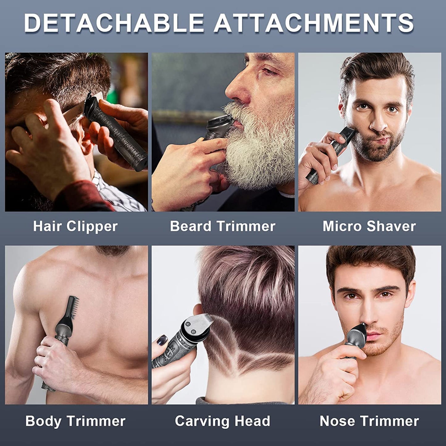 6 in 1 Cordless Beard Trimmer Kit for Men