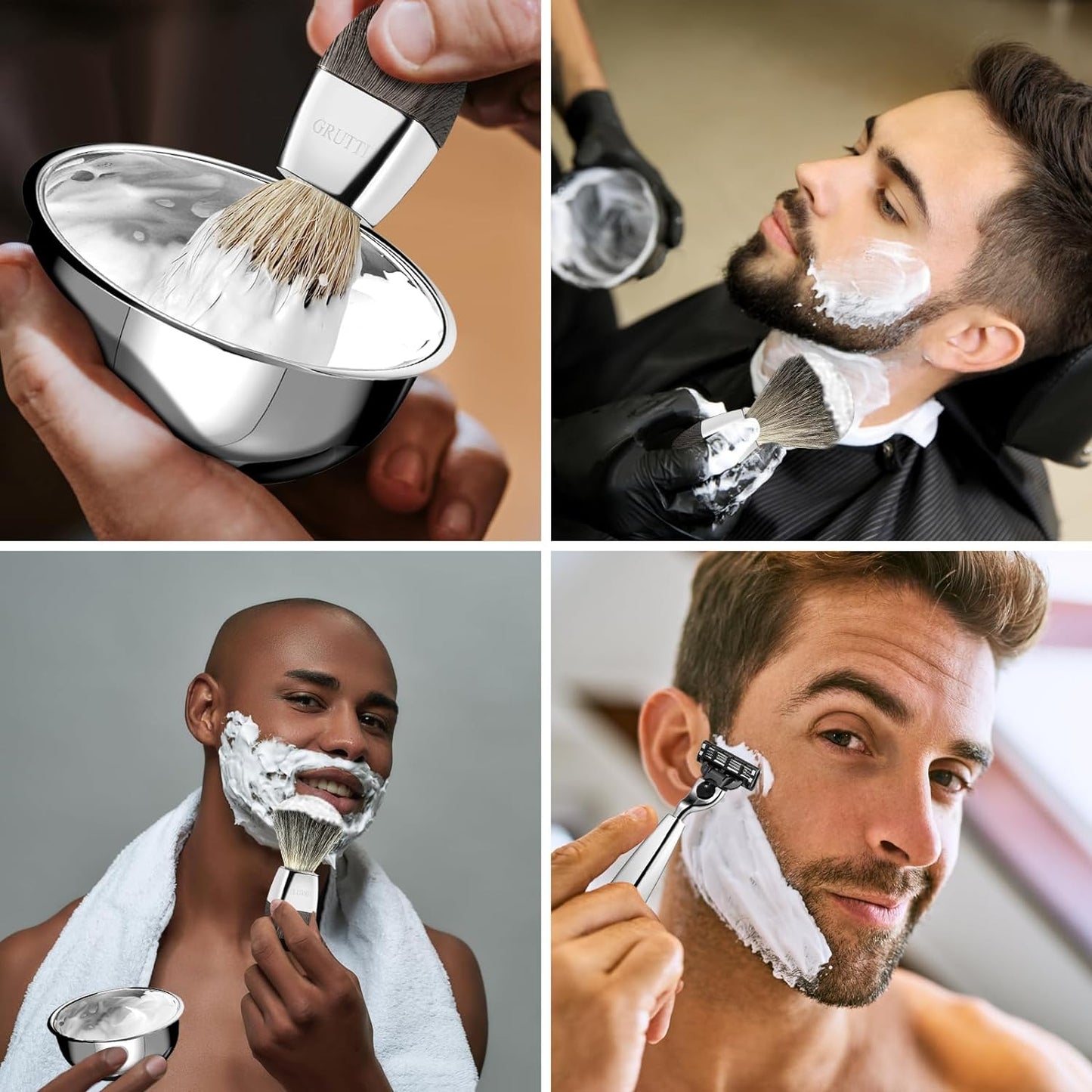 GRUTTI Luxury Safety Razor Shaving Kit for Men, with Shaving Bowl, Brush, Shave Razor Stand and Manual Safety Razor, Compatible with Mach 3 Unique Wet Shave Set Gifts for Men