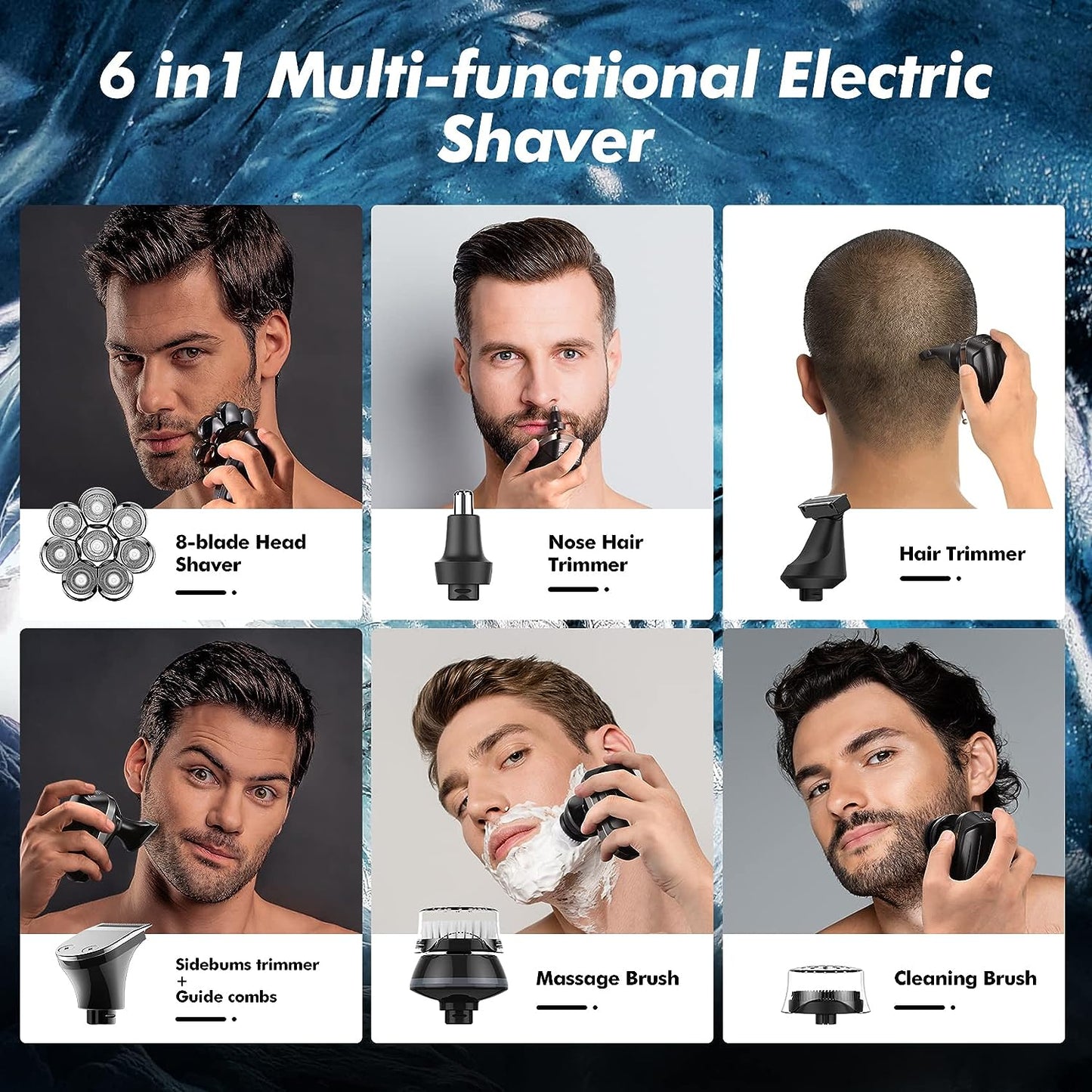 8D IPX7 Waterproof Bald Head Shaver Wet/Dry Shaver