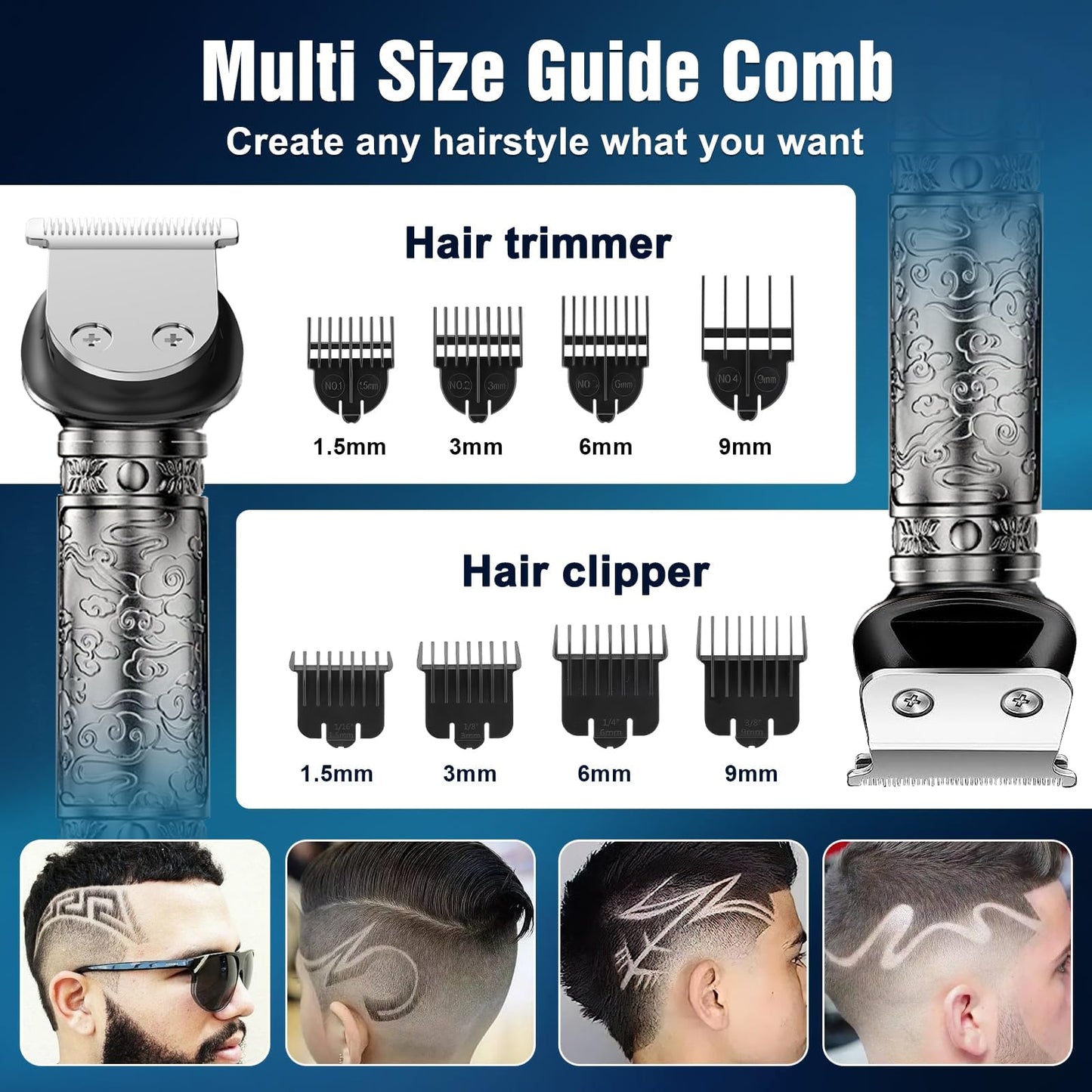 6 in 1 Professional Hair Clipper Trimmer Cordless