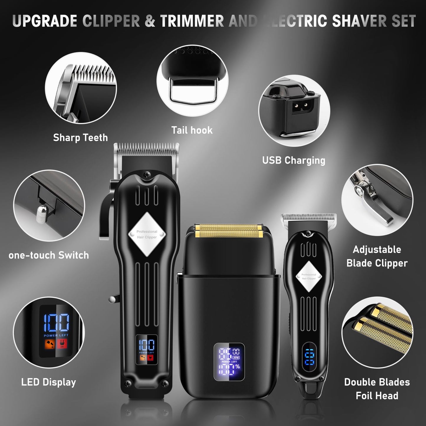 3 In 1 LCD Display Professional Hair Grooming Set