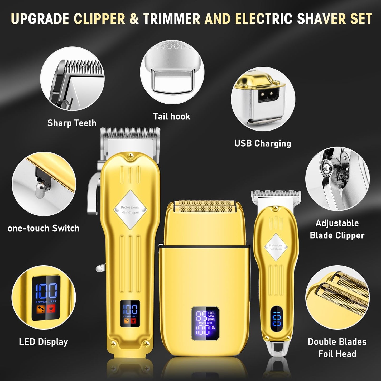 3 In 1 Professional Electric Hair Clipper and Shaver Set