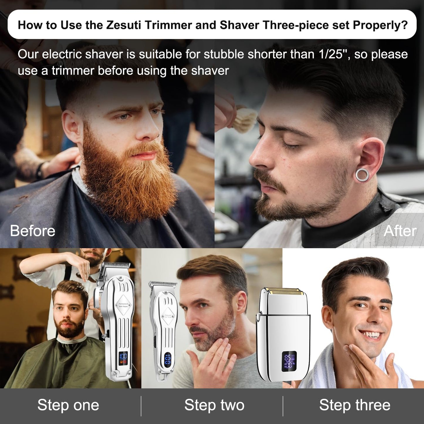 3-in-1 Professional Beard Trimming Kit