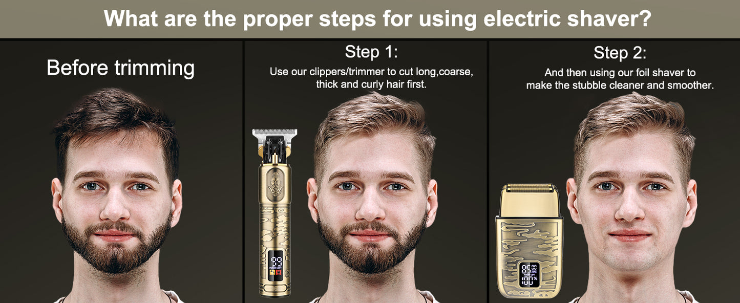 Men Barber Electric Shavers Cordless Beard Razor Trimmer Kit