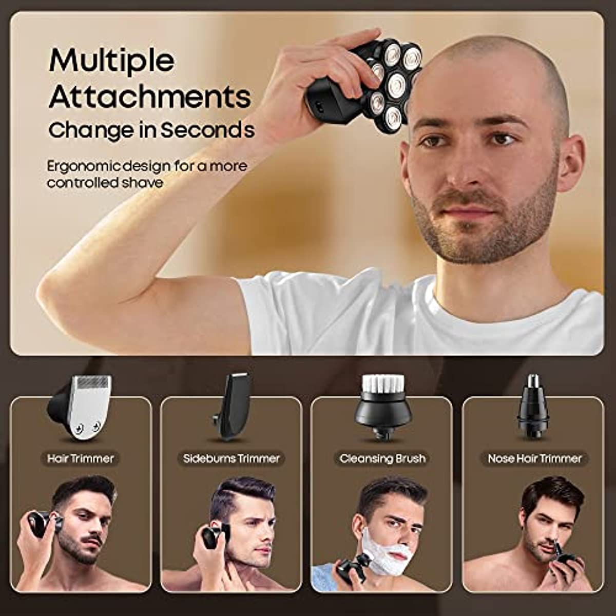 8D Upgrade 10 in 1 Men's Cordless Electric Shaver