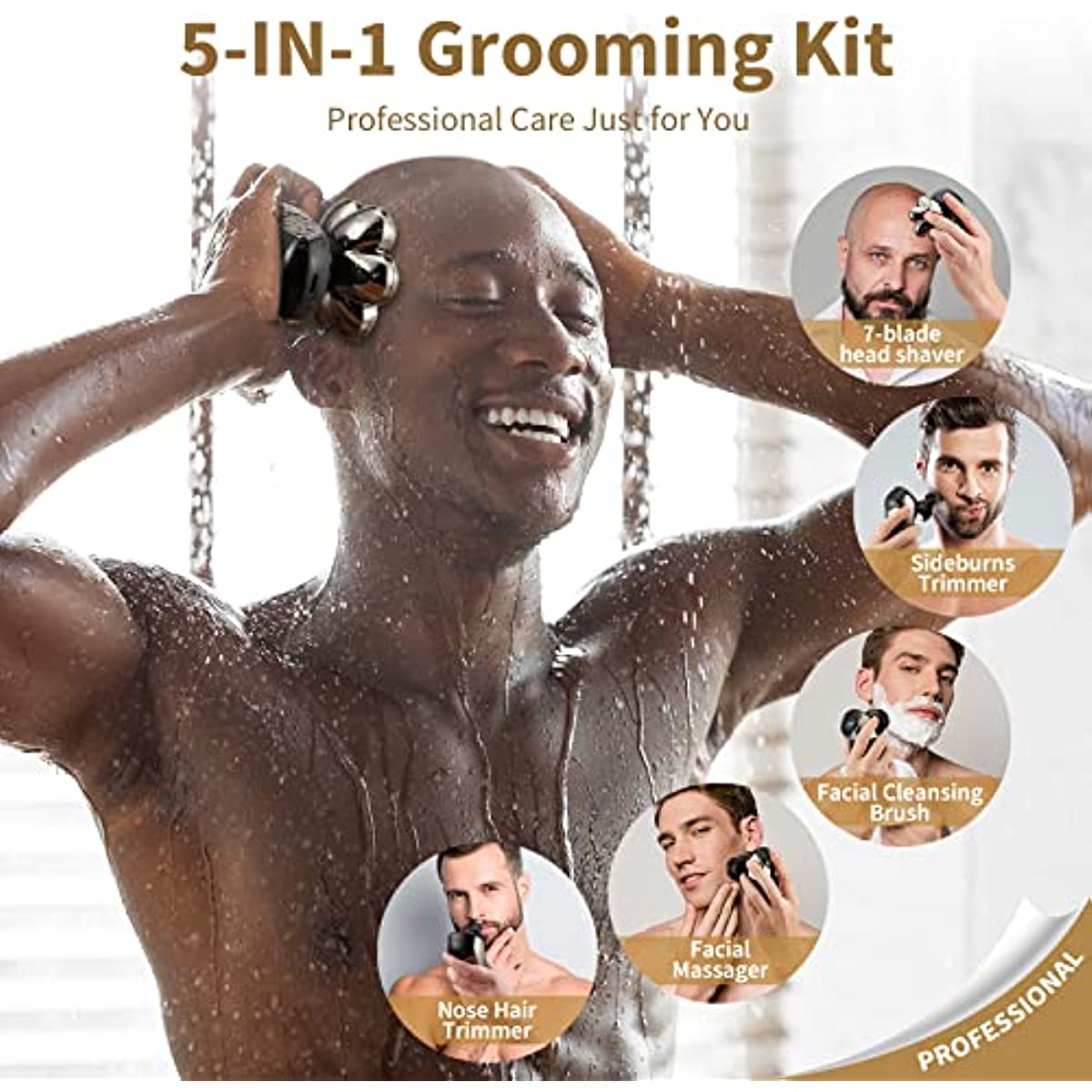 7D 5-in-1 Men Rotary Shaver Grooming Kit  Electric Razor