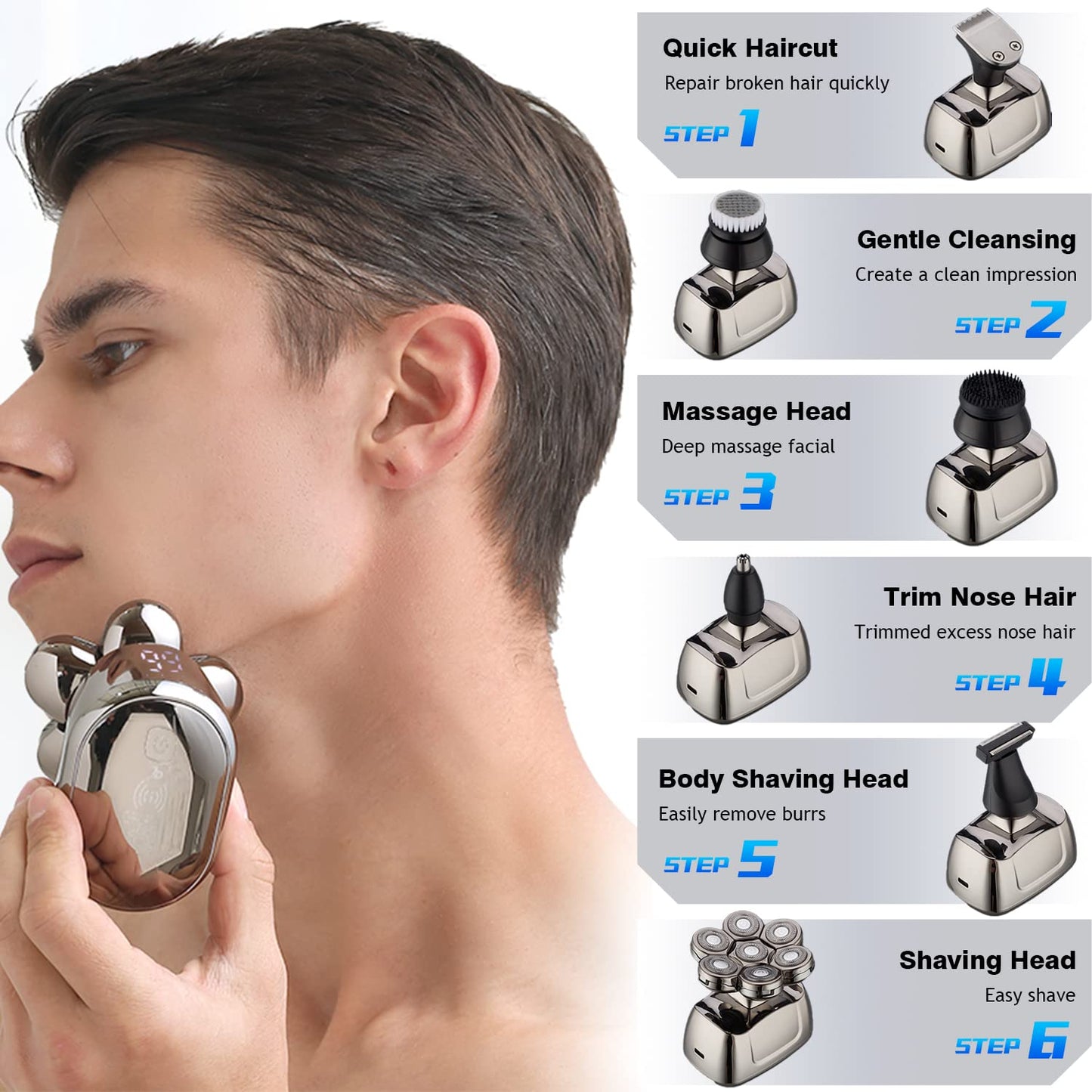 6 In 1 7D Men's Electric Shaver Razor