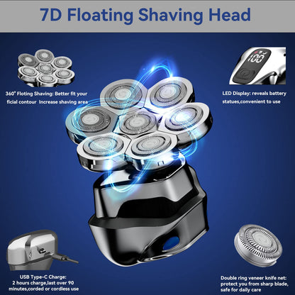 7D 5-in-1USB Waterproof Electric Rotary Shaver Beauty Kit