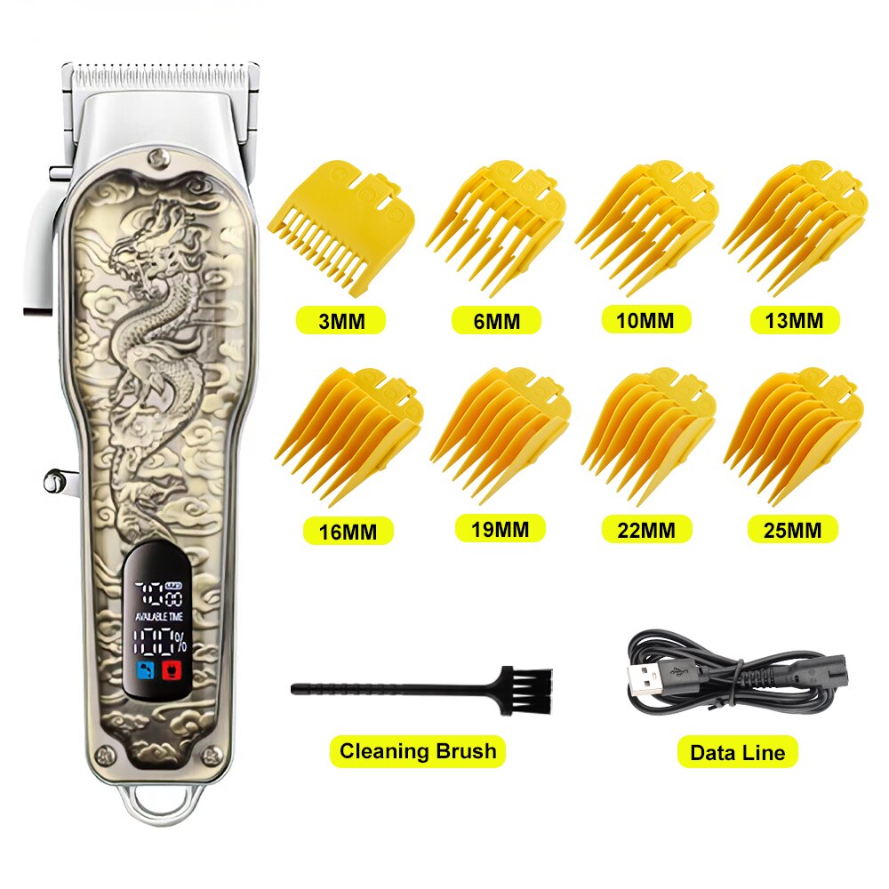 Cordless Professional Clipper LCD Rechargeable Electric Hair Trimmer