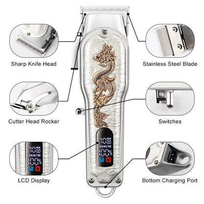 Cordless Professional Clipper LCD Rechargeable Electric Hair Trimmer