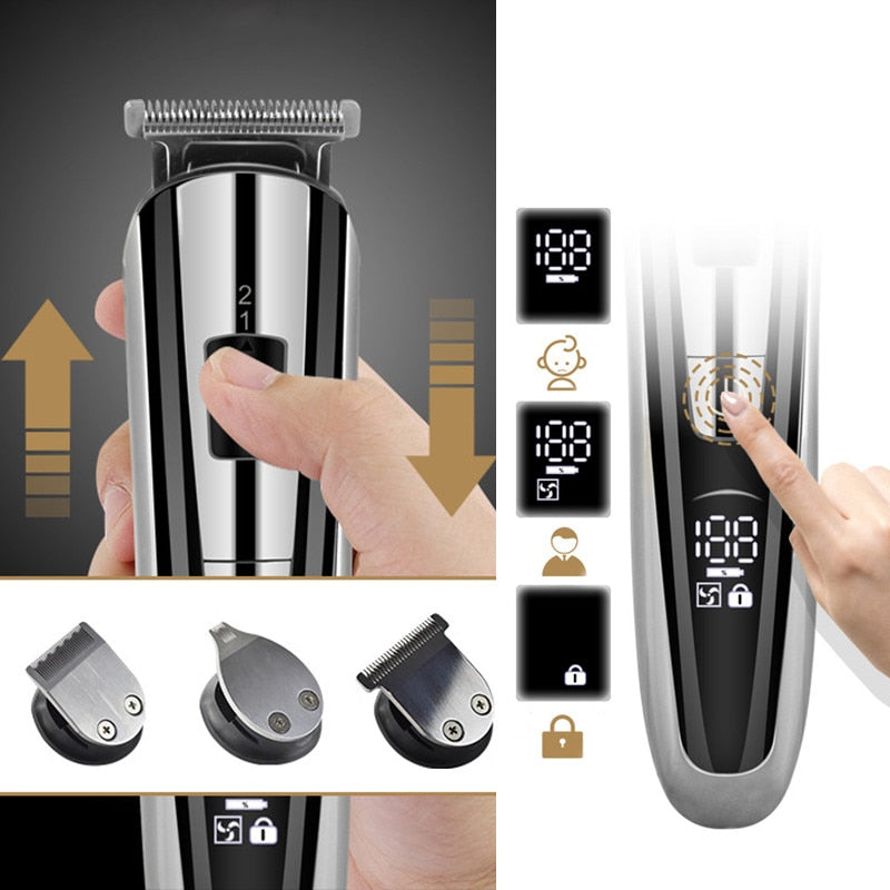 Professional men's multi-function electric shaving clipper set